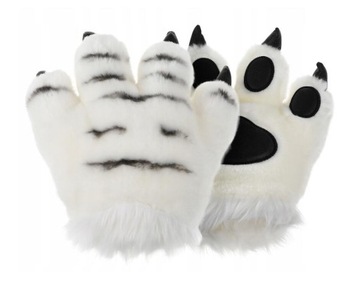 1 para Furry Ciepłe Tiger Claw rękawice