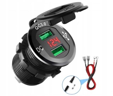 Зарядное устройство для мотоцикла 2x USB QC3.0 ВКЛ/ВЫКЛ