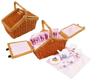 ZESTAW DO PIKNIKU KOSZYK Z PORCELANOWĄ ZASTAWĄ