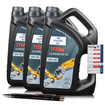 15 LITRÓW FUCHS TITAN SUPERSYN FE 0W30 15L VOLVO OLEJ SILNIKOWY DYS