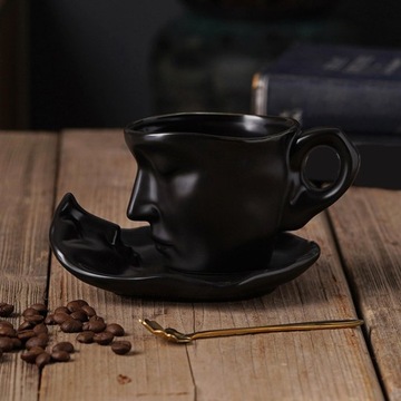 3D Ludzka Twarz Całowanie Kubek Tabeli Sztuka Filiżanka Herbaty I