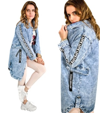 KURTKA JEANS PARKA DEKATYZOWANA długi rękaw S