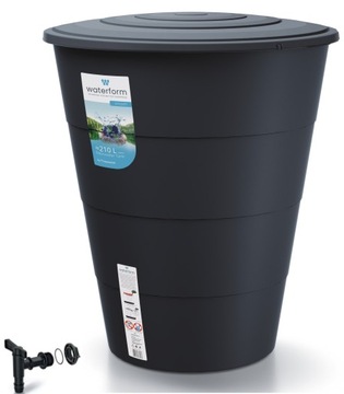 ZBIORNIK NA DESZCZÓWKĘ 210L SMOOTH ANTRACYT KRANIK