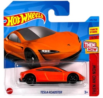 Hot Wheels Tesla Roadster Then And Now 9/10 Skala 1:64 pomarańczowy