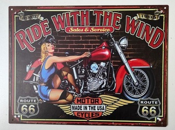 Szyld Stara Reklama RIDE WHITH THE WIND Motocykl