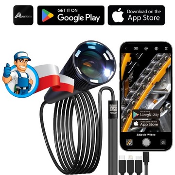 ИНСПЕКЦИОННАЯ КАМЕРА для IPHONE ANDROID 3в1 ЭНДОСКОПИЧЕСКАЯ 2М HD КАЧЕСТВА