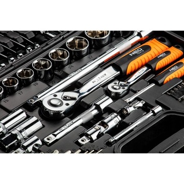 NEO Футляр для торцевых ключей, 77 шт. - Набор инструментов 1/4 дюйма + 1/2 дюйма