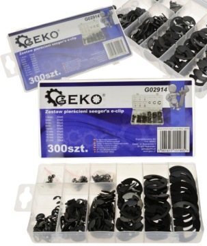 GEKO G02914 Кольца Сегера, набор E-CLIP, повышенной прочности, 300 шт., надежные