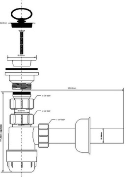 HC1L Сифон для бутылки для умывальника, низкий, 5/4