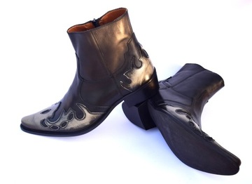 ЧЕРНЫЕ МУЖСКИЕ КОЖАНЫЕ КОВБОЙСКИЕ БОТИНКИ НА МОЛНИИ WEST