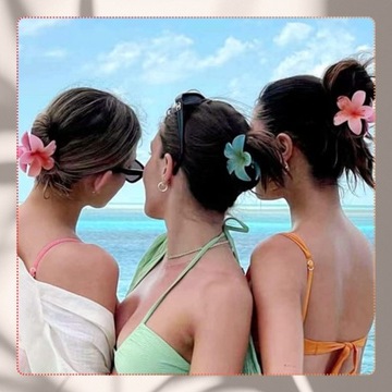 Набор из 6 праздничных заколок для волос с яркими цветами плюмерии, 8 см.