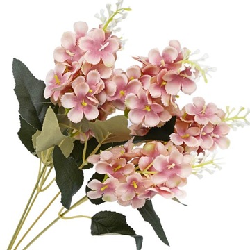 SZTUCZNE KWIATY BZU WIOSENNY BUKIET KWIATÓW BEZ ŁOSOSIOWY STROIK LIŚCIE