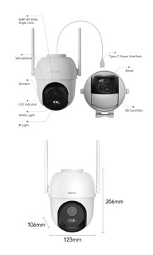 Arenti 4MP UHD IP65 360° WiFi камера 2,4 и 5 ГГц, OP1