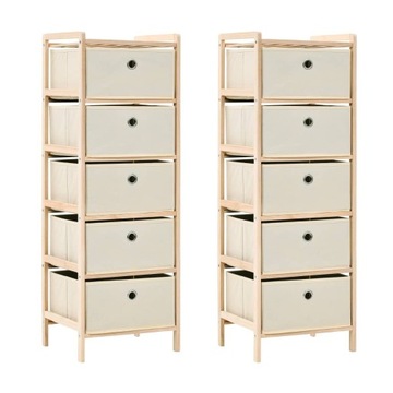 REGAŁ Z 5 KOSZAMI Z TKANINY DREWNO CEDROWE BEŻOWY