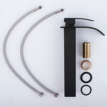 BATERIA UMYWALKOWA CZARNA WYSOKA STOJĄCA nablatowa kran do umywalki