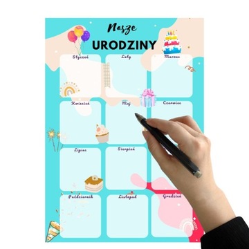 Kalendarz Urodzinowy Foliowany do pisania A3 DUŻY