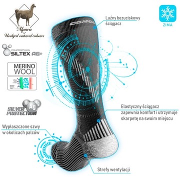Specjalistyczne wełniane skarpety zimowe merino