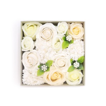 Kwadratowy Mydlany Flower Box Biel i Kość Słoniowa