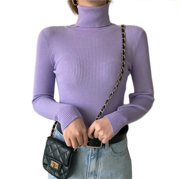 damski zimowy sweter z golfem damski minimali