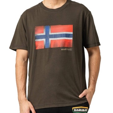 Napapijri T-Shirt Męski NP000IX2 Khaki -40%