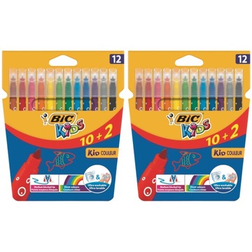 2x Flamastry pisaki mazaki markery BIC Kids Couleur 12 sztuk kolorów