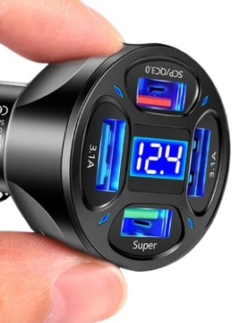 Комплект быстрого автомобильного зарядного устройства 4xUSB 7А + кабель 3в1