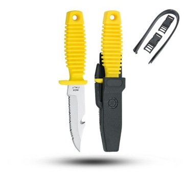 Nóż nurkowy MAC Coltellerie SHARK 9 - Yellow - SRK09.Y + Etui + Paski