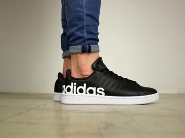 męskie buty Adidas SKÓRA trampki CZARNE sportowe wygodne sneakersy