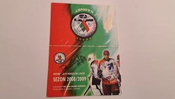 ZAGŁĘBIE SOSNOWIEC KARNET 2008/2009 - HOKEJ - AUTOGRAF