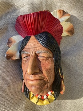 GŁOWA INDIANINA Tecumseha, DO ZAWIESZENIA- VINTAGE