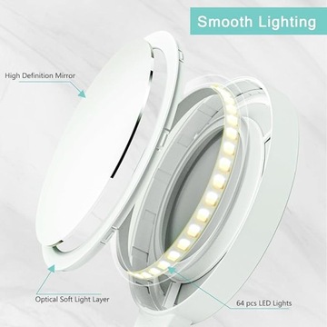 Зеркало увеличительное с подсветкой, 20x/1x двустороннее, со светодиодной батареей.