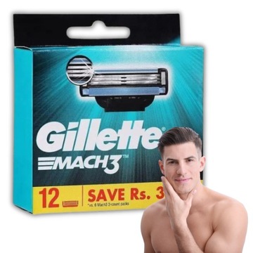 Gillette Mach3 Wkłady Do Maszynki Ostrza wymienne ORYGINAŁ 12szt