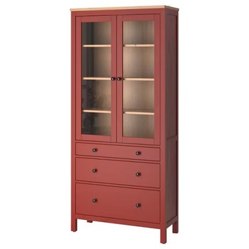 IKEA HEMNES witryna 3 szuflady 90x197 CZERWONA BEJ