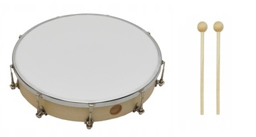 BĘBENEK DREWNIANY Z NACIĄGIEM REGULOWANYM 10'' + PAŁECZKI