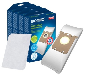 16x WORKI S-BAG WORWO do ELECTROLUX PHILIPS AEG ELMB01K + FILTRY
