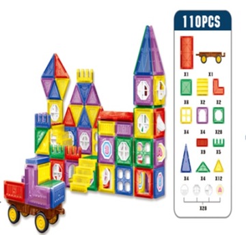 Магнитные блоки, плитка, 3D пазл, авто, 110 шт.