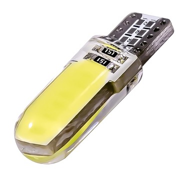 ŻARÓWKA LED BIAŁA DO WNĘTRZA W5W T10 2xCOB CANBUS BIAŁA 360° SILIKON 6500K