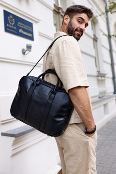 Torba PETERSON na laptopa na ramię elegancka czarna