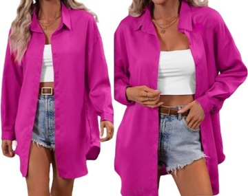 Elegancka gładka KOSZULA DAMSKA stylowa modna oversize guziki