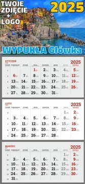 Календарь TRIPLE на 2025 год с ВЫПУКЛОЙ головкой Logo COMPANY PRINT 100 шт.