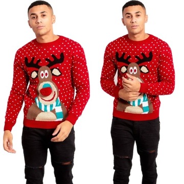 SWETER ŚWIĄTECZNY Z RENIFEREM NOS 3D Święta S/M