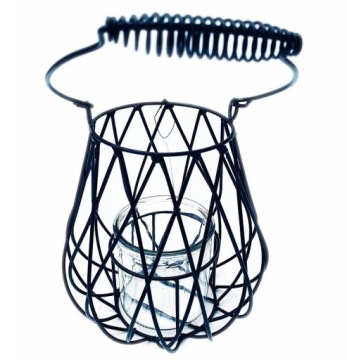 DUŻY LAMPION ŚWIECZNIK METAL LOFTOWY CZARNY ŚWIECA