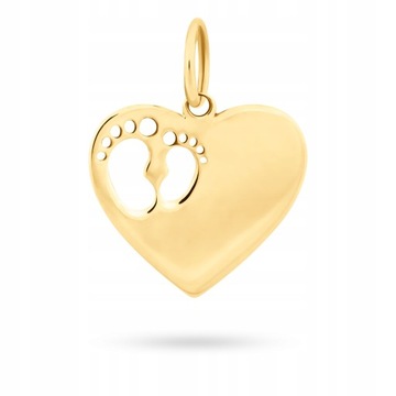 ЗОЛОТОЙ КУЛОН СЕРДЦЕ КУЛОН НОГ ГРАВИРОВКА 585