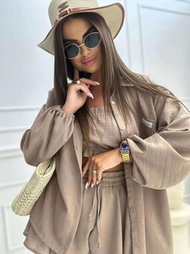 Komplet Americano 3-częściowy Millagro top koszula spodenki fango bawełna