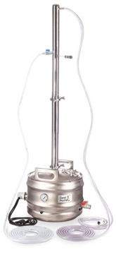 DESTYLATOR ELEKTRYCZNY MIEDZIANY AABRATEK BECZKA KEG 30L KOLUMNA 125cm.