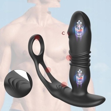 MASAZERY PROSTATY Z PIERŚCIENIEM 12 FUNKCJAMI