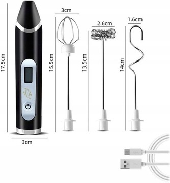 Мини-миксер, вспениватель кофе с молоком, мощный портативный перезаряжаемый дисплей