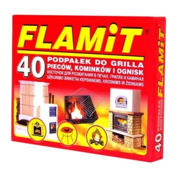 FLAMiT Podpałka w kostce, biała do grilla, pieca, kominka 40 kostek