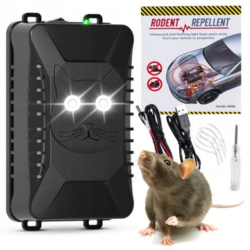 Odstraszacz Zwierząt Samochodowy, USB/Akumulator, 5-12V, KUNY SZCZURY MYSZY