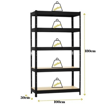 Полка металлическая индустриальная Loft, черная R300 180х100х50 5х300кг Solid